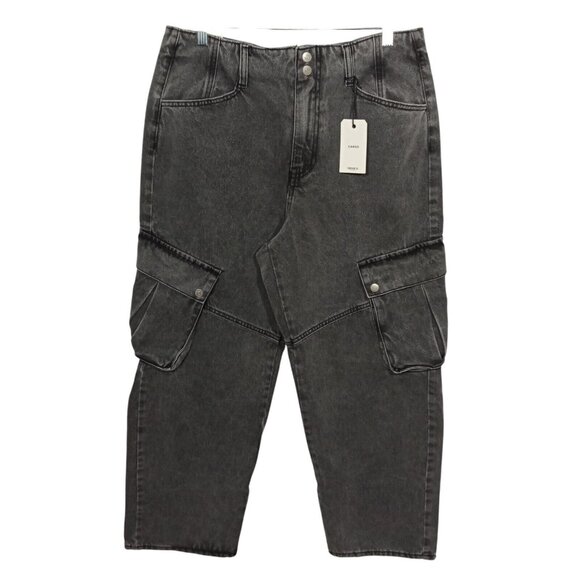 Forever 21 Womens Cargo Jeans Size 30 Gray Straight Leg Relaxed Fit Denim Bottom - Picture 1 of 9